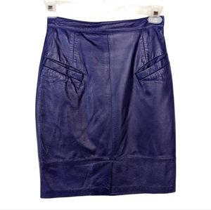 Gingette Blue Genuine Leather Skirt